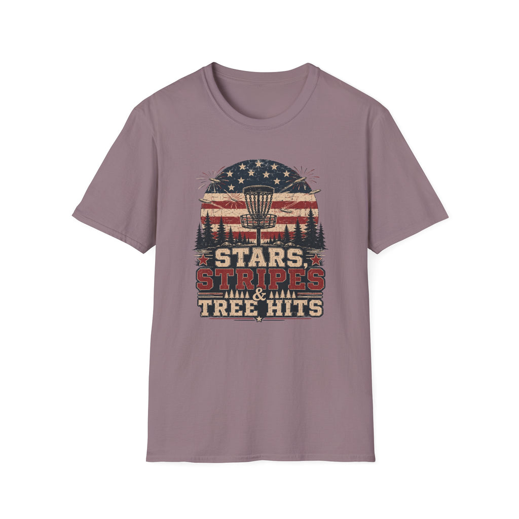 Stars Stripes and Tree Hits Vintage Disc Golf T-Shirt