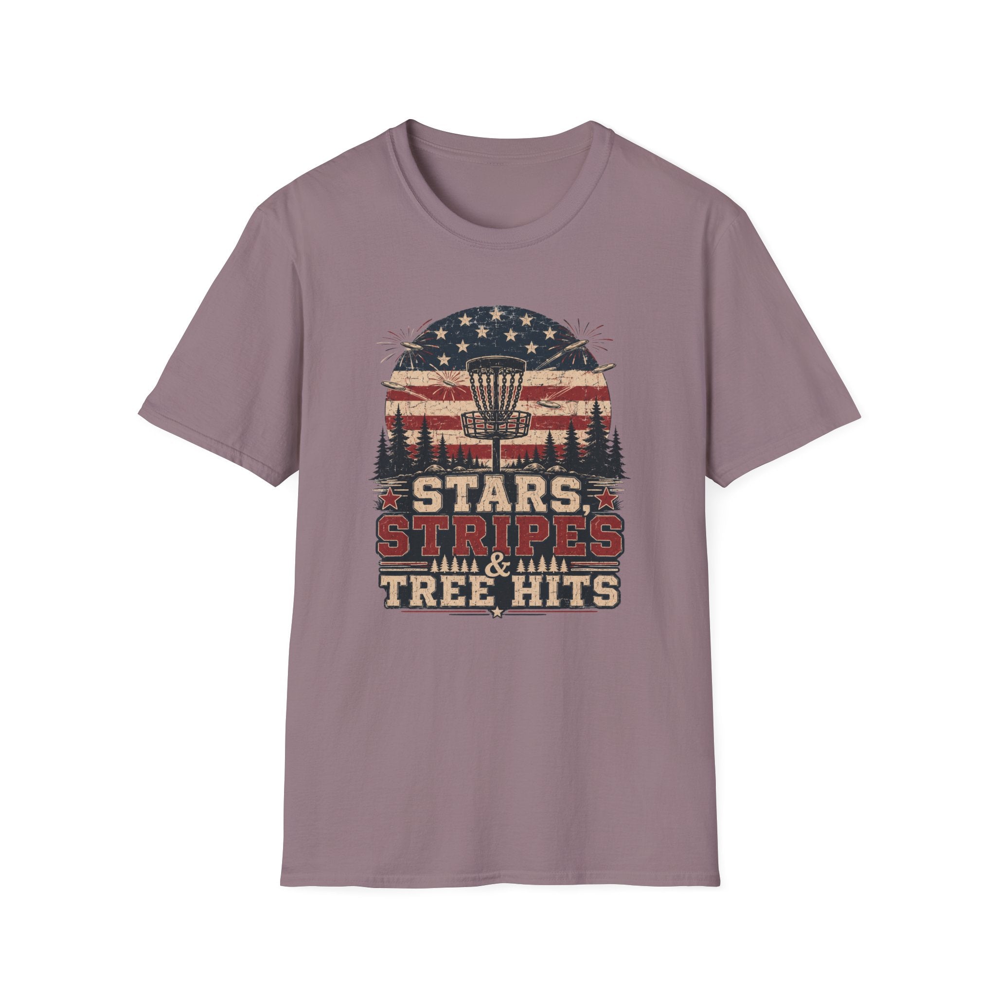 Stars Stripes and Tree Hits Vintage Disc Golf T-Shirt