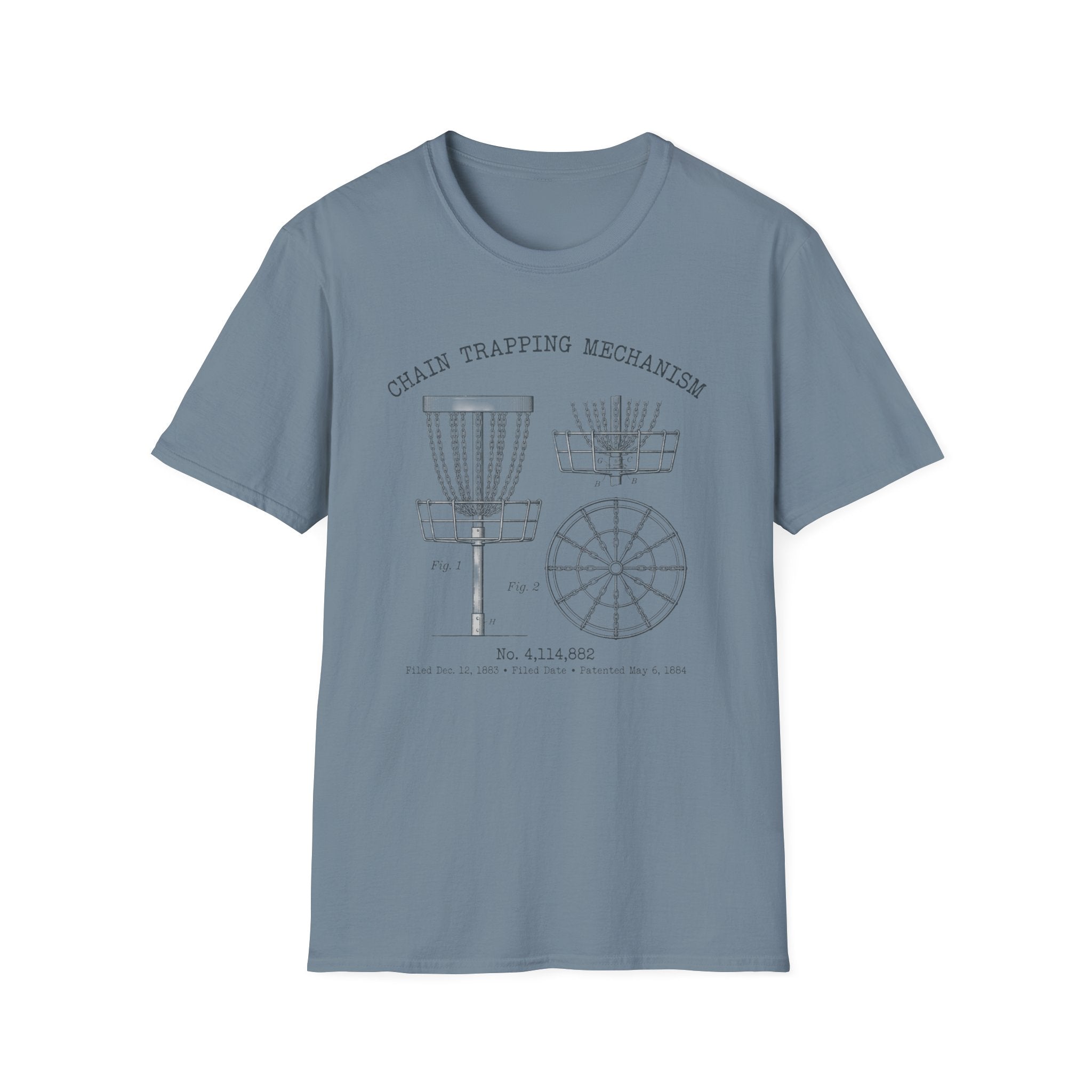 Chain Trapping Mechanism Patent Vintage Disc Golf T-Shirt