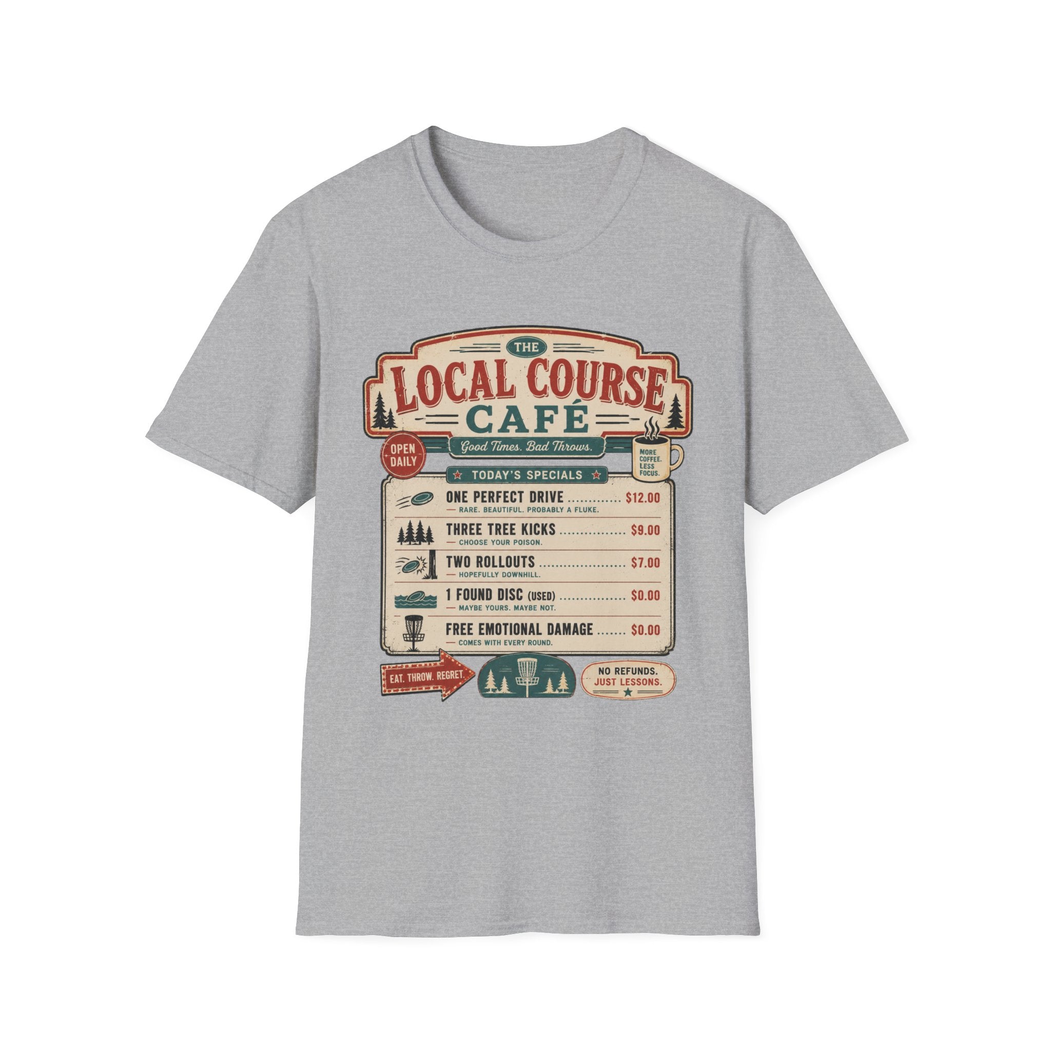 Course Cafe Menu Vintage Disc Golf T-Shirt