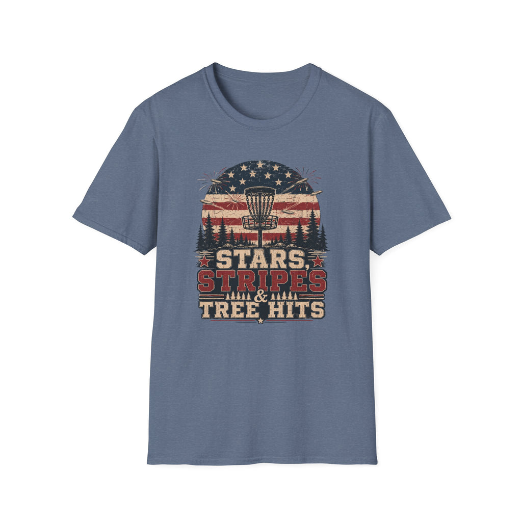 Stars Stripes and Tree Hits Vintage Disc Golf T-Shirt