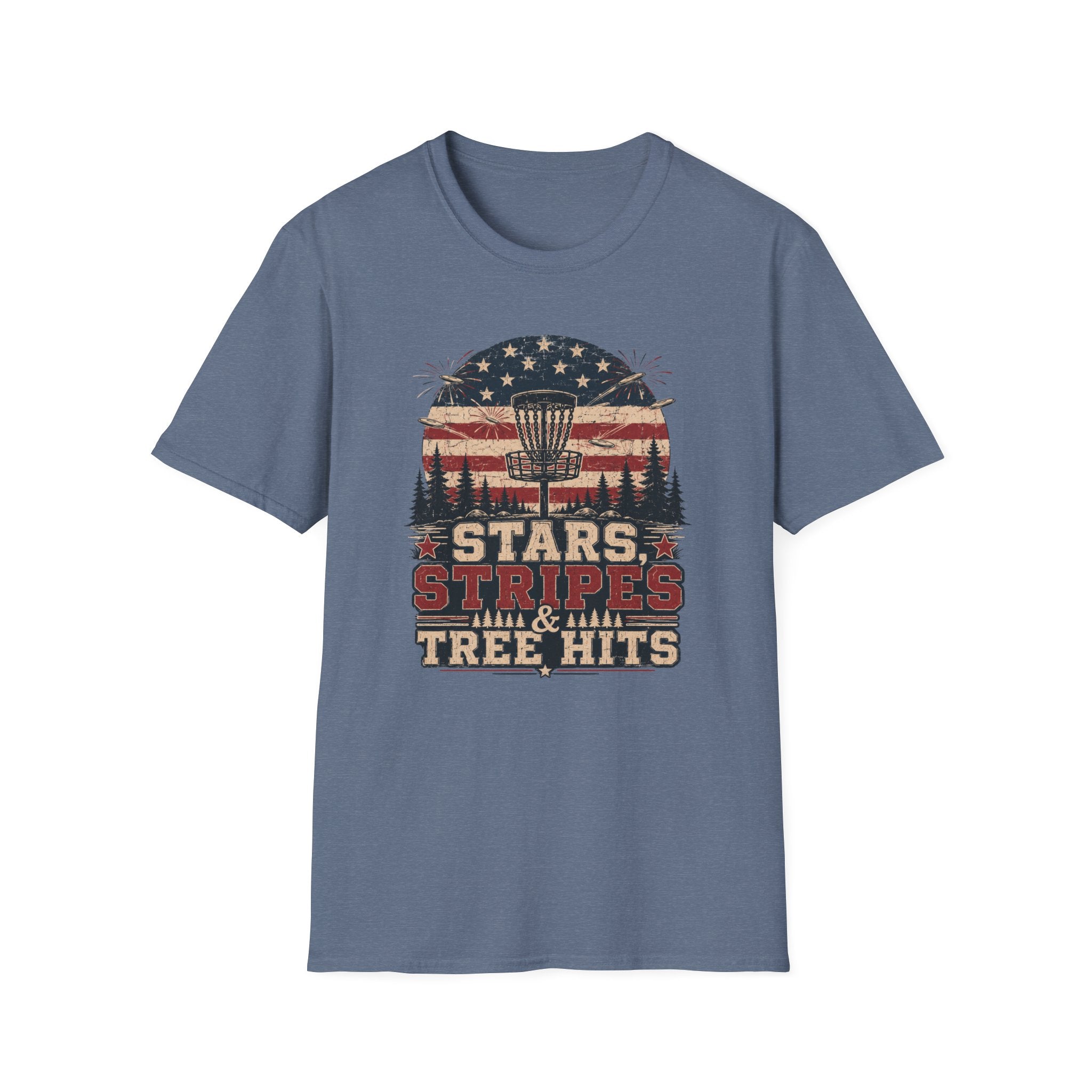 Stars Stripes and Tree Hits Vintage Disc Golf T-Shirt