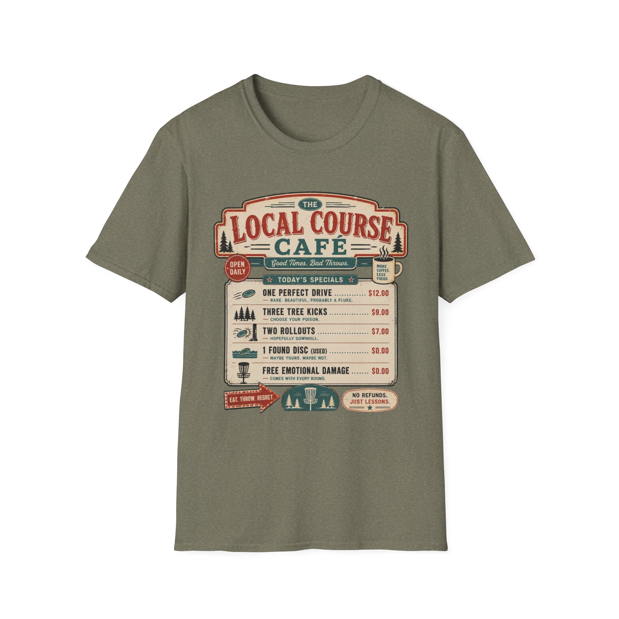 Course Cafe Menu Vintage Disc Golf T-Shirt