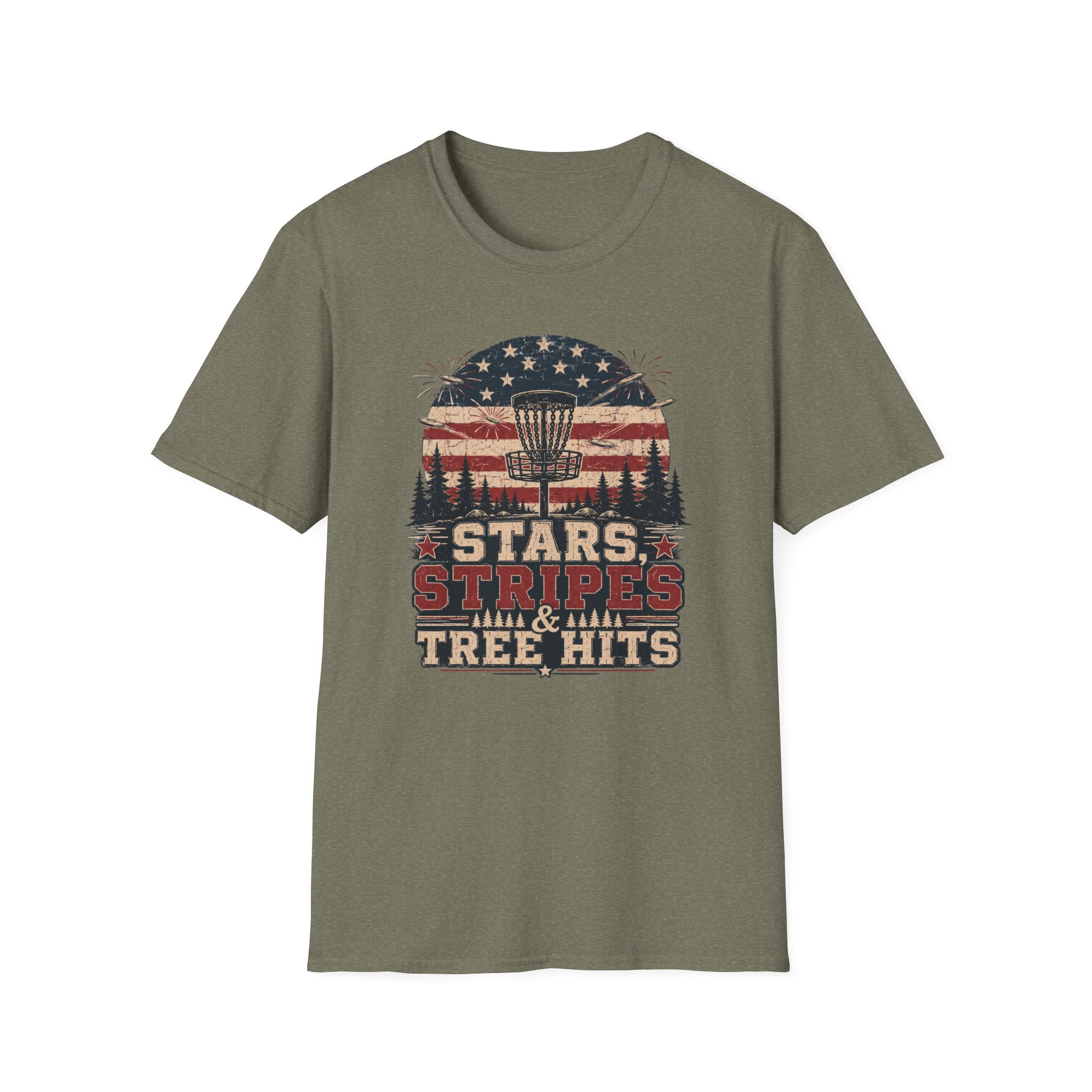 Stars Stripes and Tree Hits Vintage Disc Golf T-Shirt