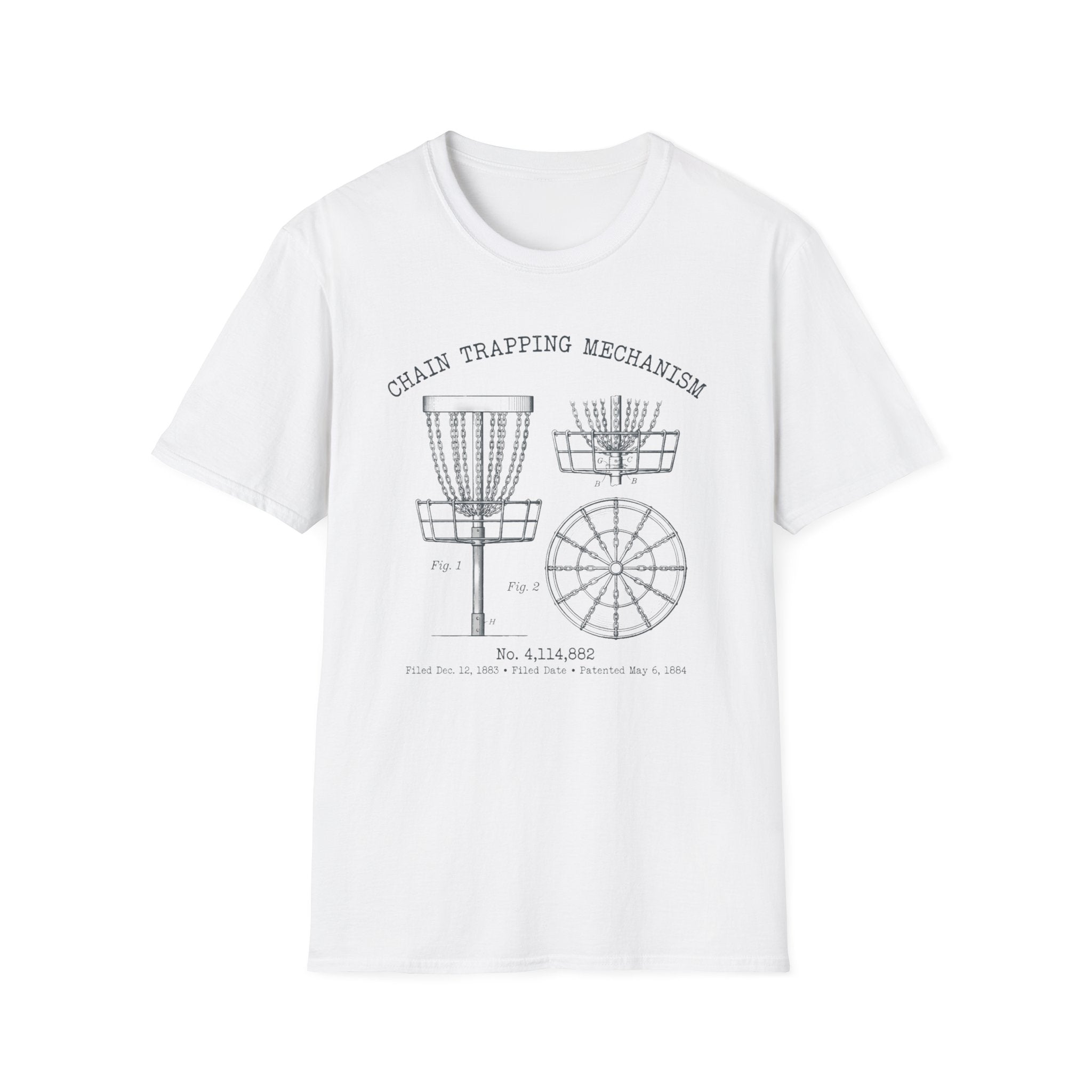 Chain Trapping Mechanism Patent Vintage Disc Golf T-Shirt
