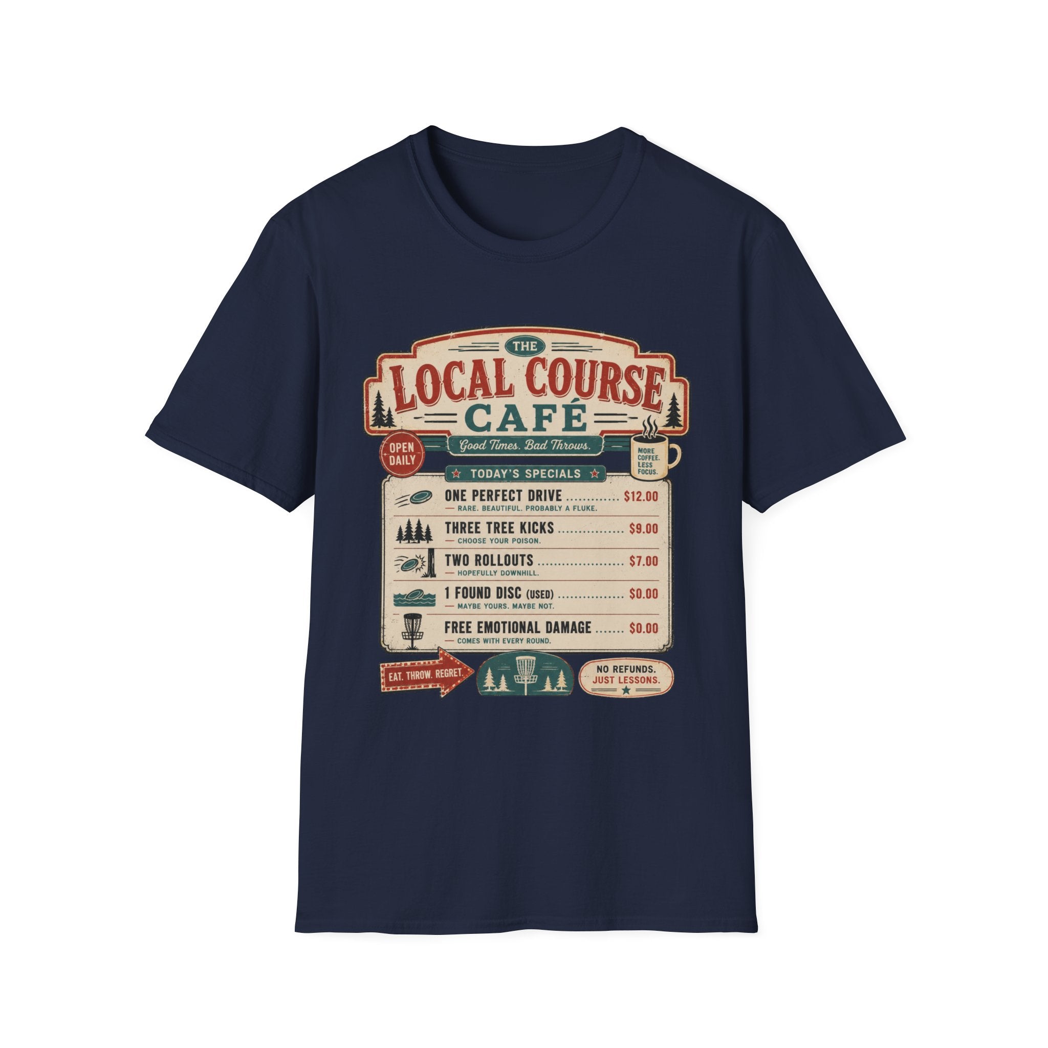Course Cafe Menu Vintage Disc Golf T-Shirt