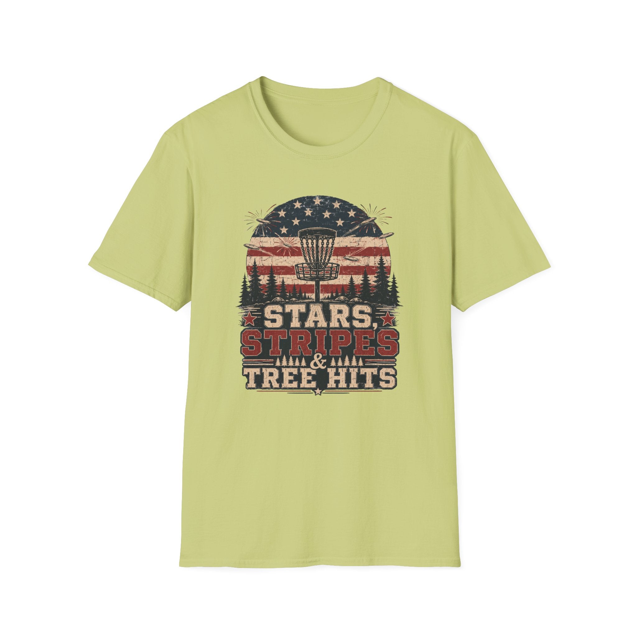Stars Stripes and Tree Hits Vintage Disc Golf T-Shirt