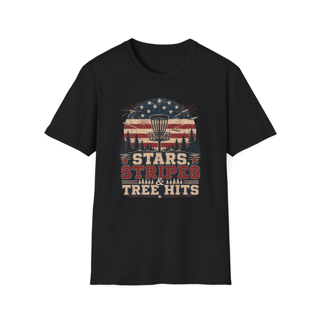 Stars Stripes and Tree Hits Vintage Disc Golf T-Shirt