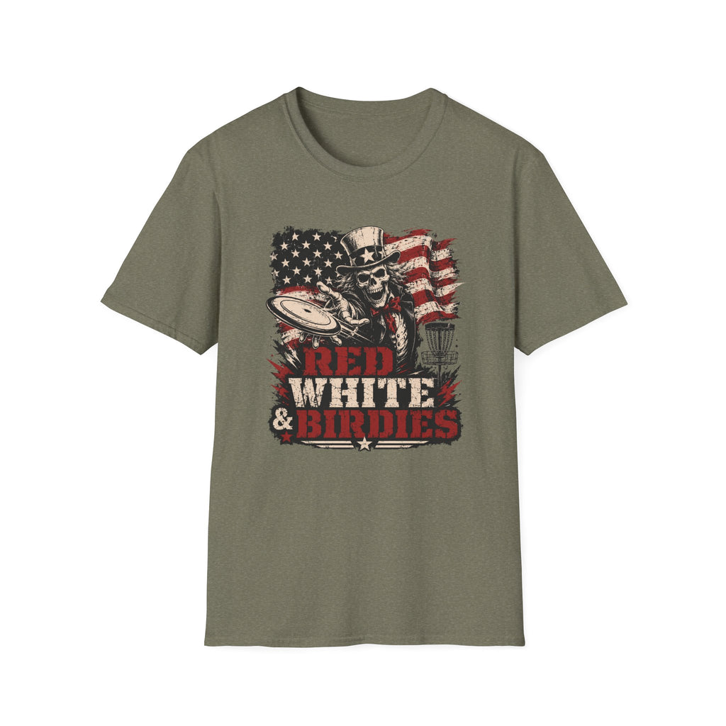 Red White and Birdies Vintage Disc Golf T-Shirt