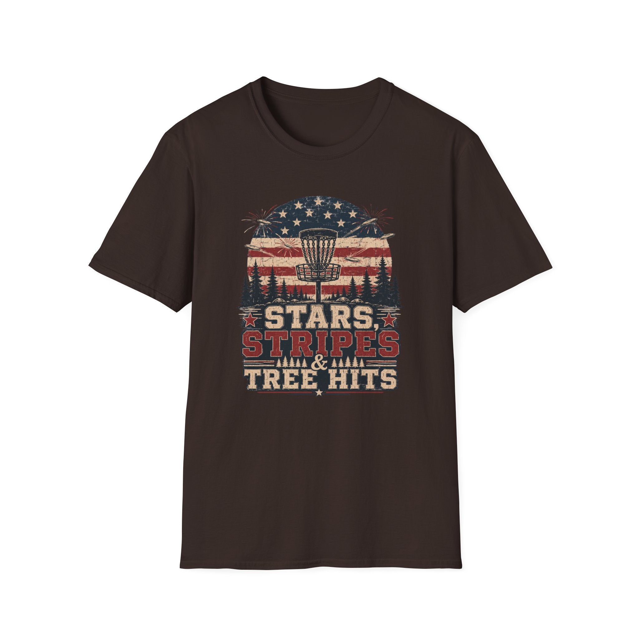 Stars Stripes and Tree Hits Vintage Disc Golf T-Shirt