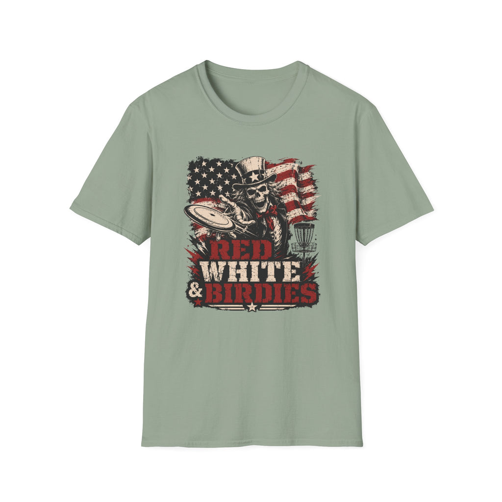 Red White and Birdies Vintage Disc Golf T-Shirt