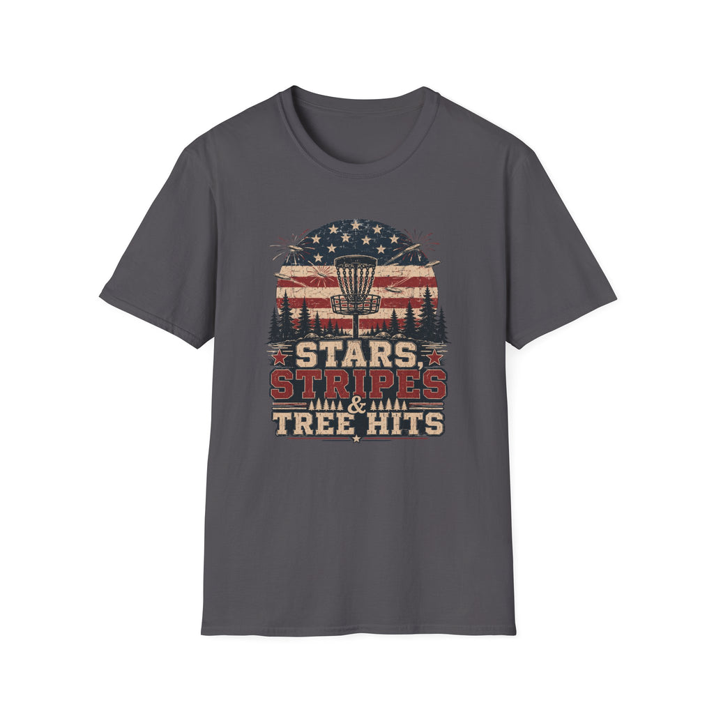 Stars Stripes and Tree Hits Vintage Disc Golf T-Shirt