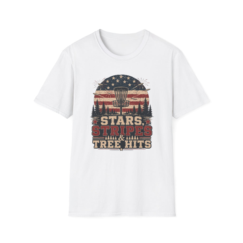 Stars Stripes and Tree Hits Vintage Disc Golf T-Shirt