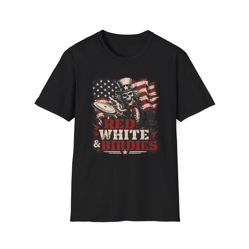 Red White and Birdies Vintage Disc Golf T-Shirt
