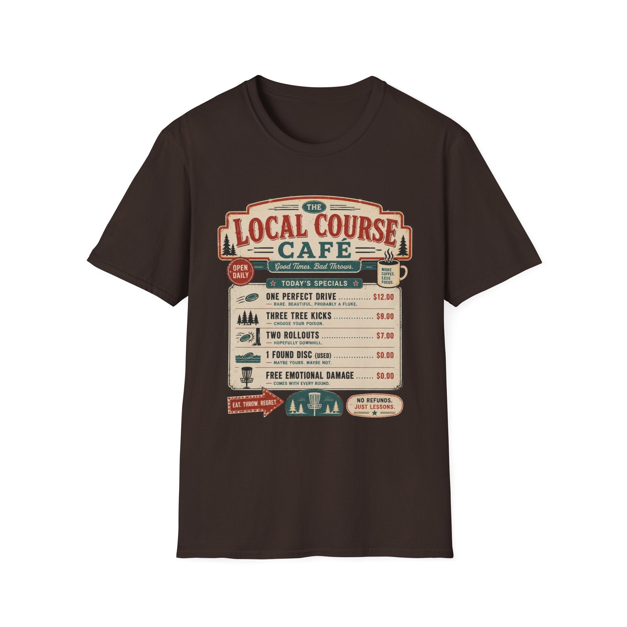 Course Cafe Menu Vintage Disc Golf T-Shirt