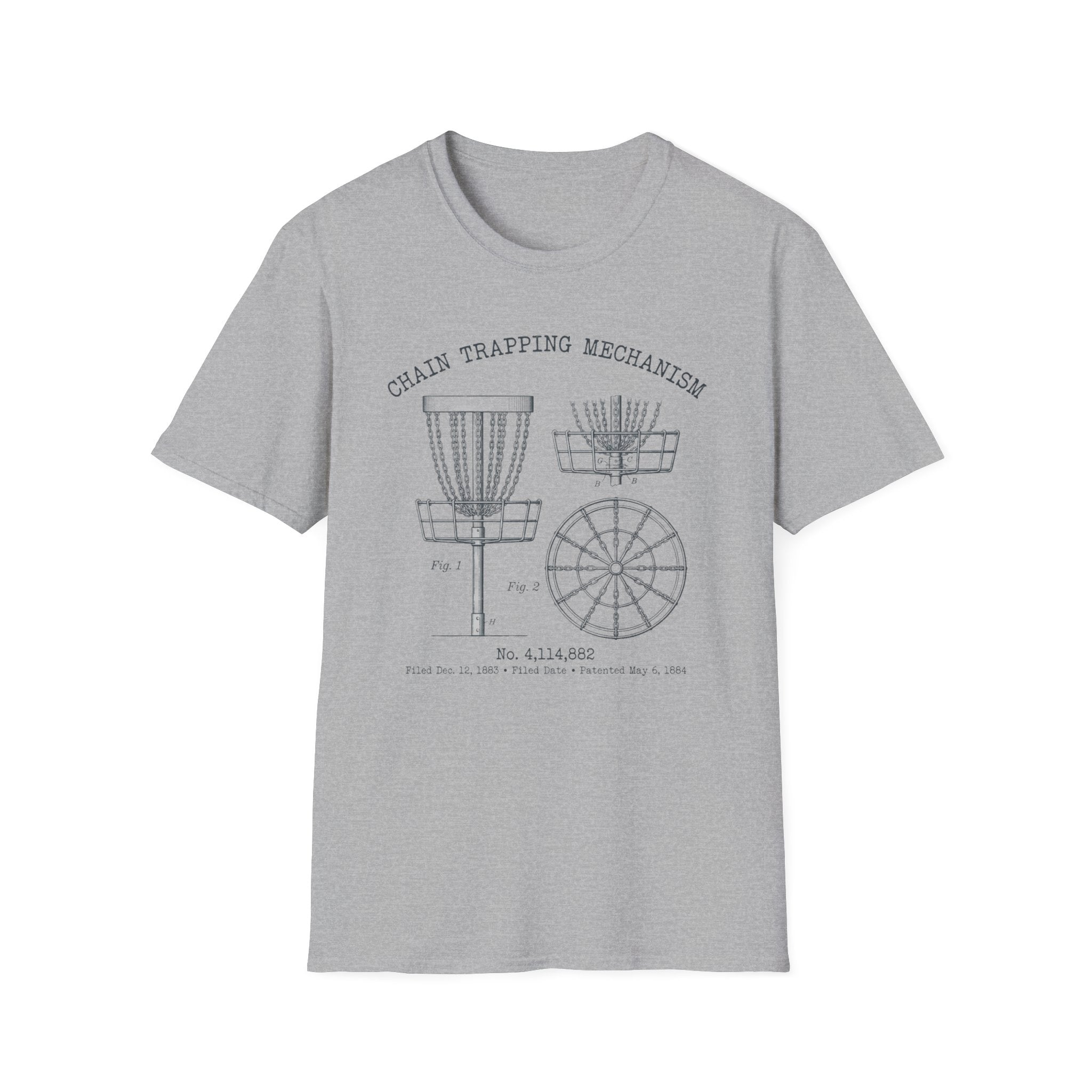 Chain Trapping Mechanism Patent Vintage Disc Golf T-Shirt