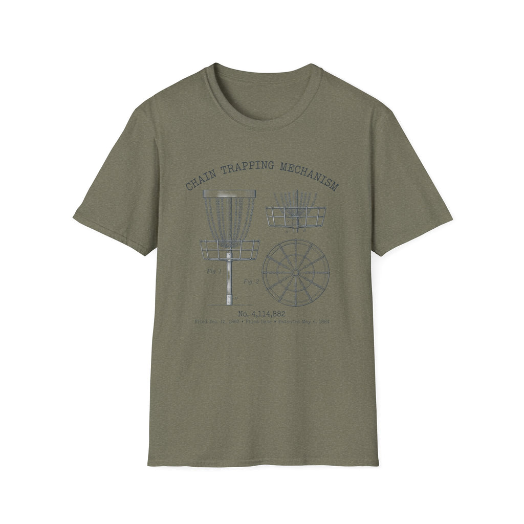 Chain Trapping Mechanism Patent Vintage Disc Golf T-Shirt