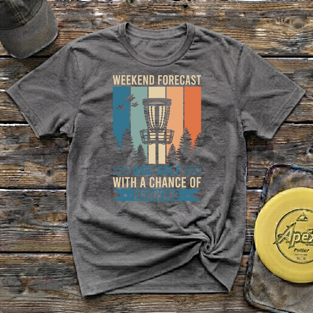 Weekend Forecast Drinking Vintage Disc Golf T-Shirt