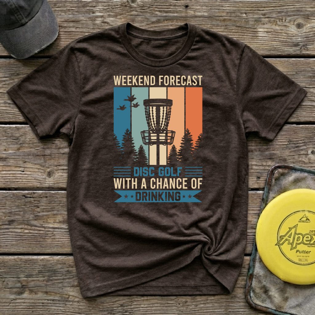 Weekend Forecast Drinking Vintage Disc Golf T-Shirt