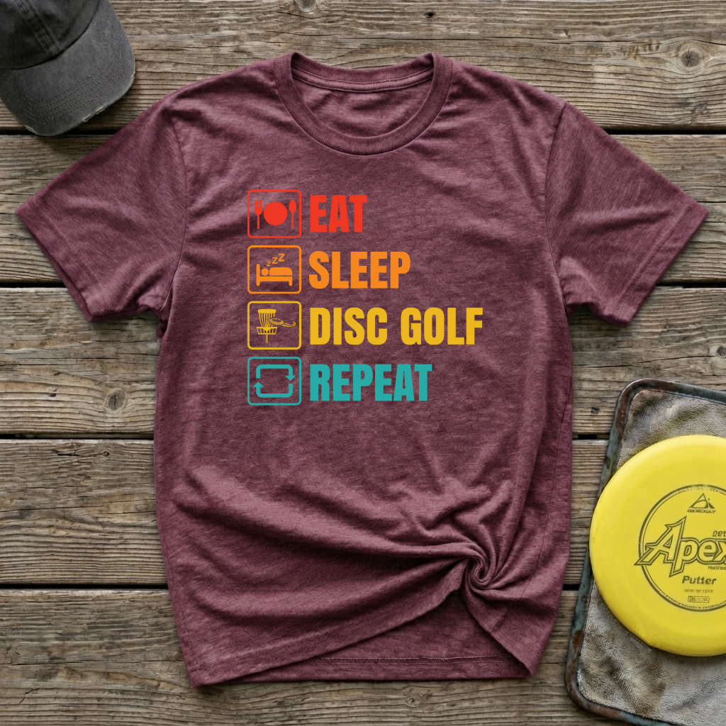 Eat Sleep Repeat Vintage Disc Golf T-Shirt
