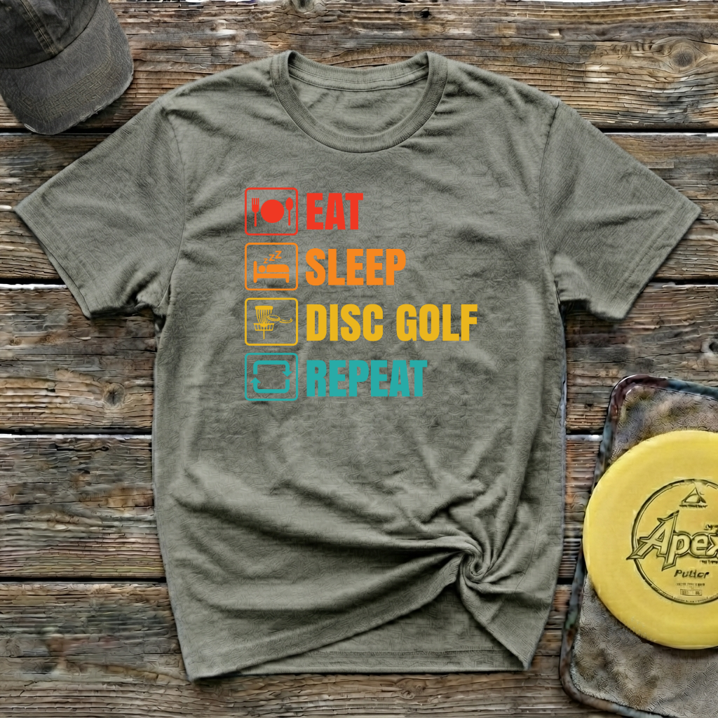 Eat Sleep Repeat Vintage Disc Golf T-Shirt